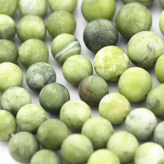 Beads - Natural Green Jade Matte Round Beads 4mm 15.5" S