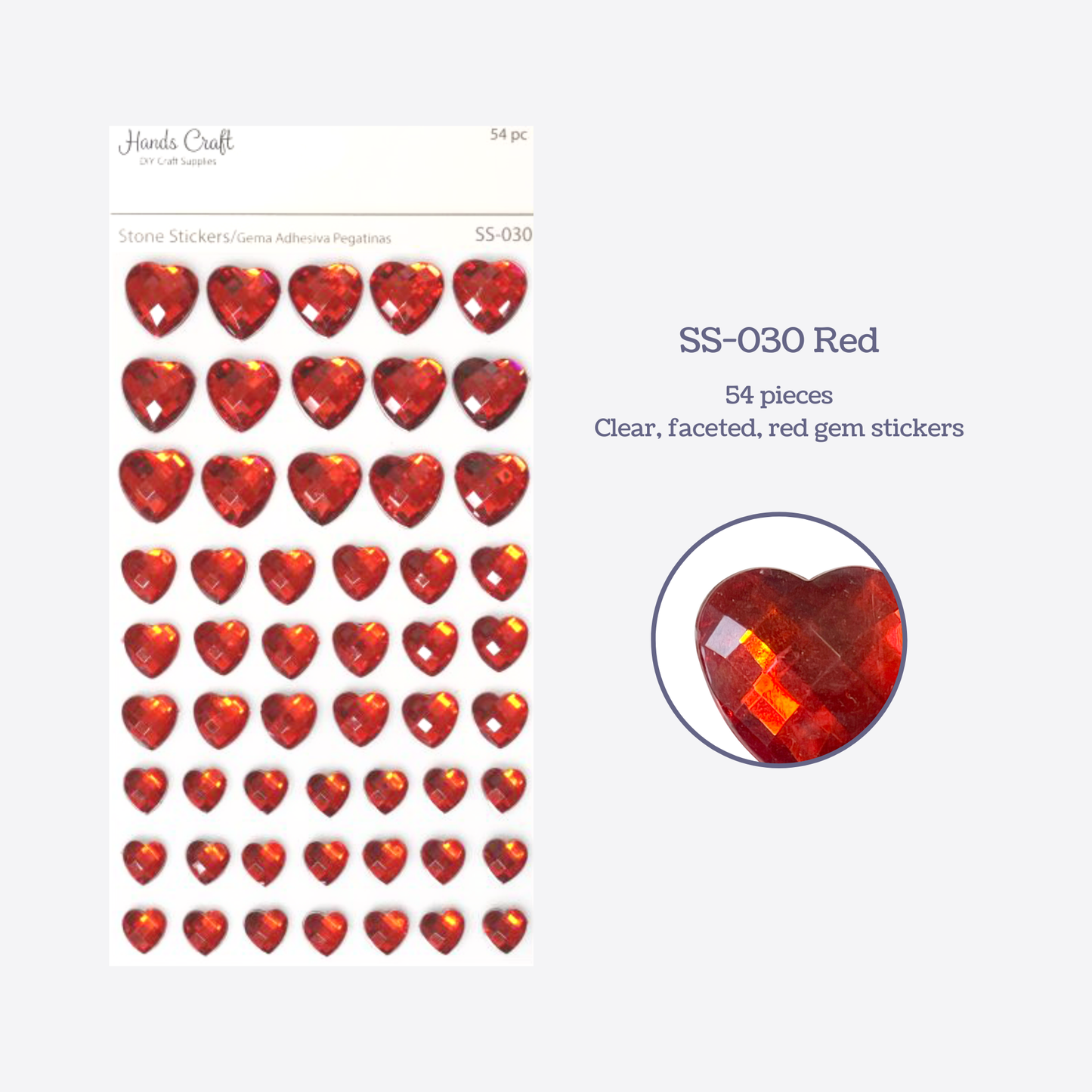 Stickers - Heart-shaped Rhinestone Sticker Red Heart