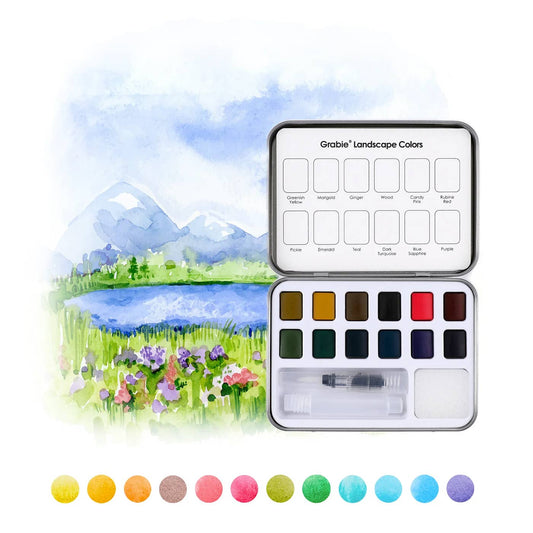 Watercolor - Watercolor Pocket Set Of 12 With Brush - Landscape Colors
