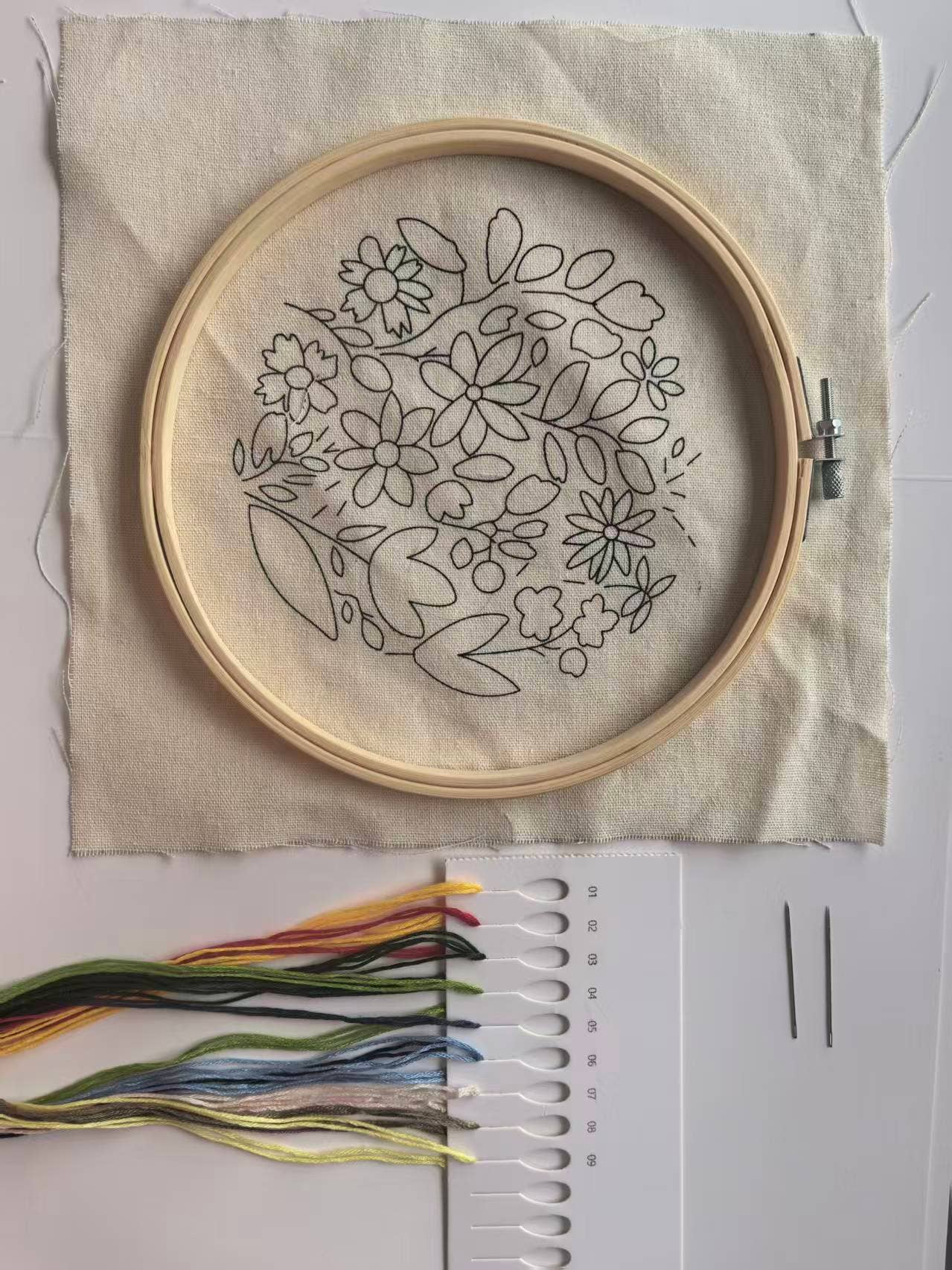 Stamped Embroidery Kit - Camellia Symphony
