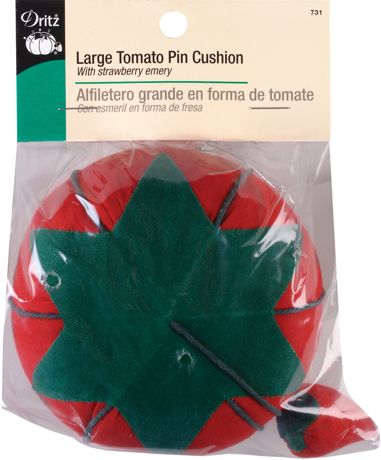 Pin Cushion - Dritz Large Tomato Pin Cushion W/Strawberry Emery