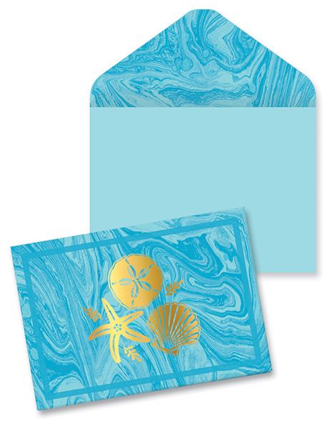 Note Cards - Boxed Gold Shell Note Cards with Matching Envelopes