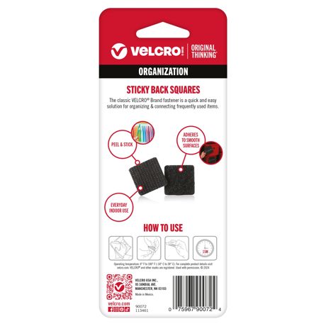 Velcro - VELCRO® Brand Sticky Back Squares .875" 12/Pkg