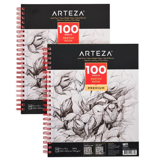 Paper Pad - Arteza Sketchbook 2-Pack, 9" X 12", 100 Sheets Each