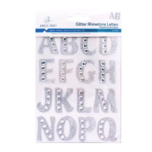 Stickers - Glitter Rhinestone Letters, 4sheets, 1.26in(3.2cm), 72ct