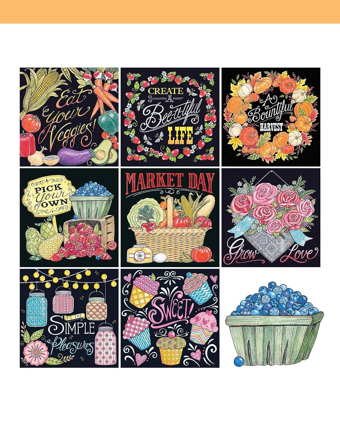 Coloring Book - Chalk-Style Simple Life Coloring Book