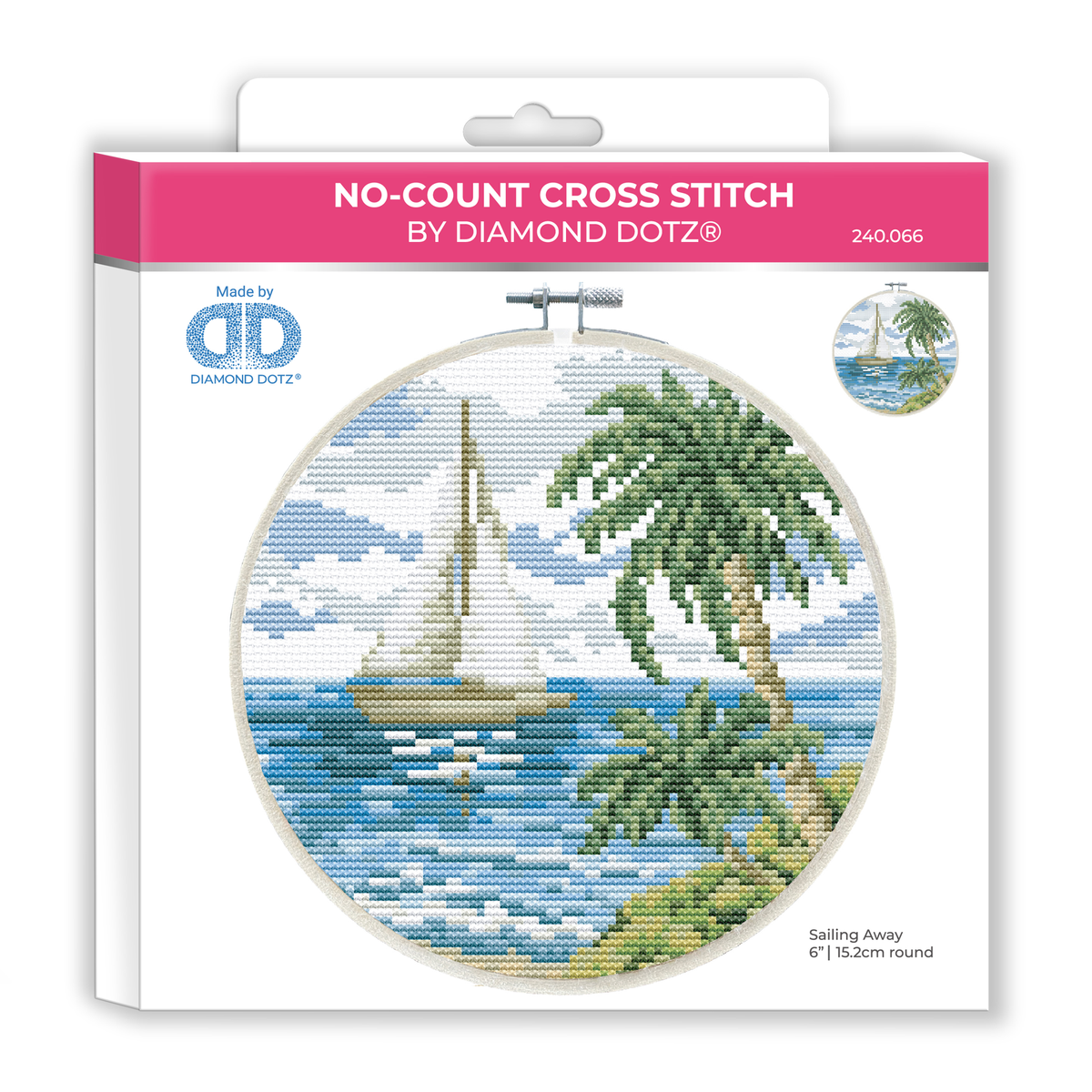 Cross Stitch - Diamond Dotz No-Count Cross Stitch Sailing Away - 6 inDiamond Dotz No-Count Cross Stitch Sailing Away - 6 in