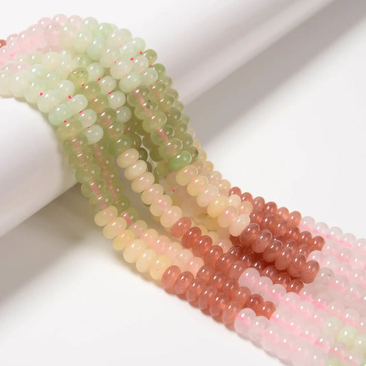 Beads - 07-Multi-color Dyed Jade Smooth Rondelle Beads Size 5x8mm 15.3'' Strand