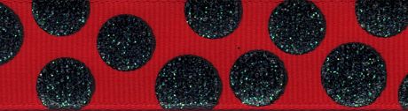 Ribbon - Morex Ribbon Sugar Dots Red with Black 7/8"X4yd