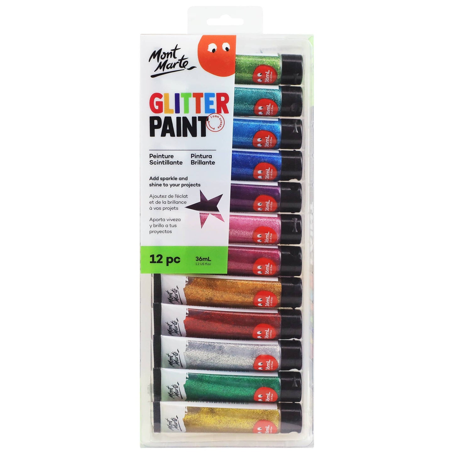 Paint - Glitter Paint 12pc x 36ml (1.2 US fl. oz)