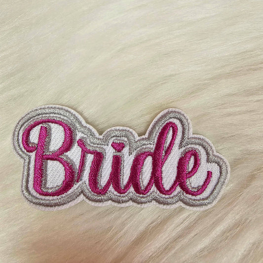 Patch - 'Bride' Pink Embroidery Iron On Patch