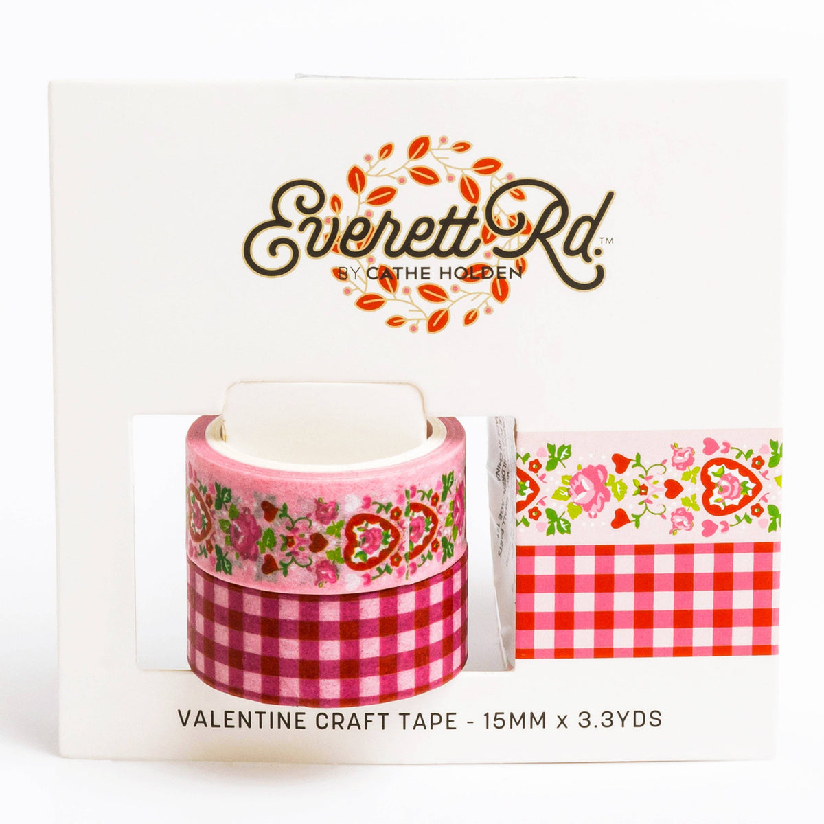Washi Tape - Red Gingham, Hearts, & Roses Washi Tape Everett Rd. by Cathe Holden