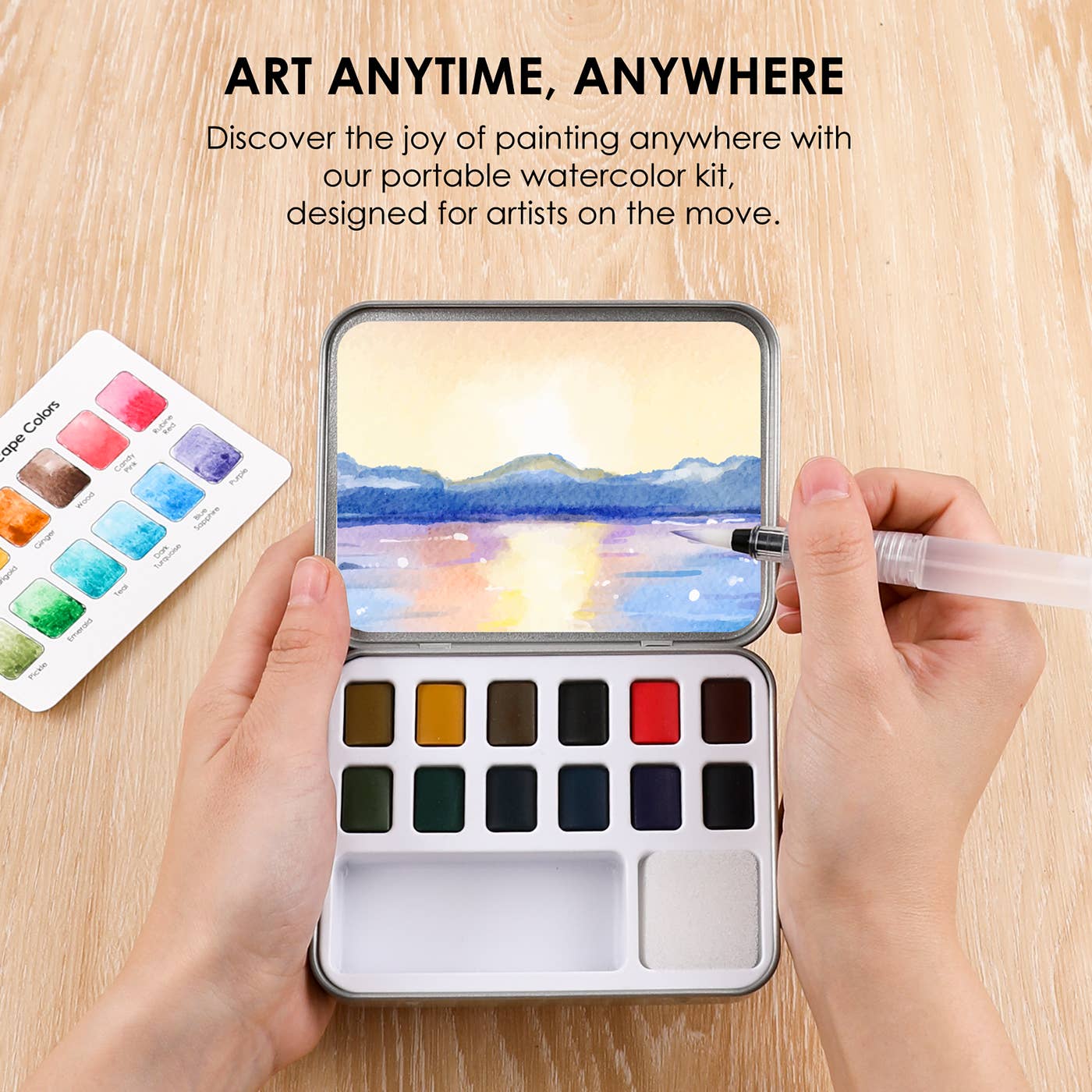 Watercolor - Watercolor Pocket Set Of 12 With Brush - Landscape Colors