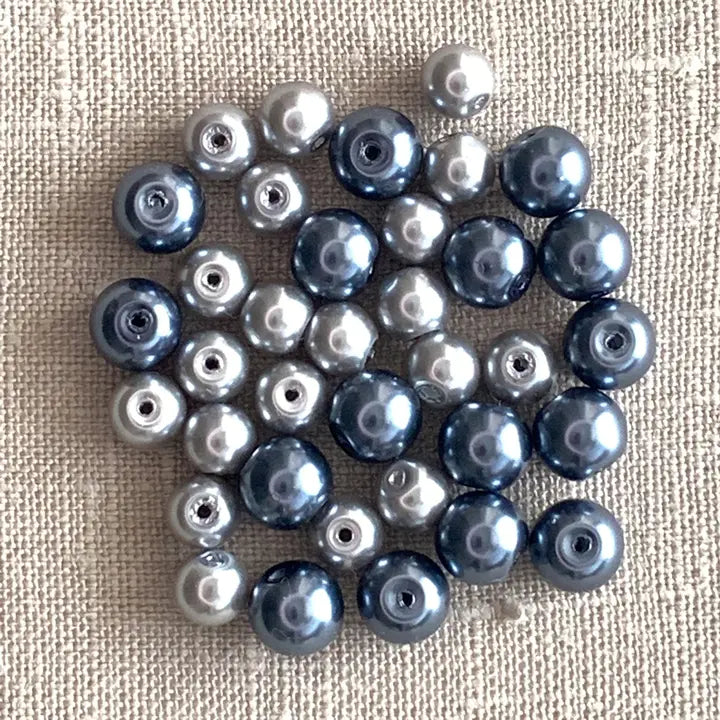 Beads - Glass Pearl Beads, Silver/Grey 36pc
