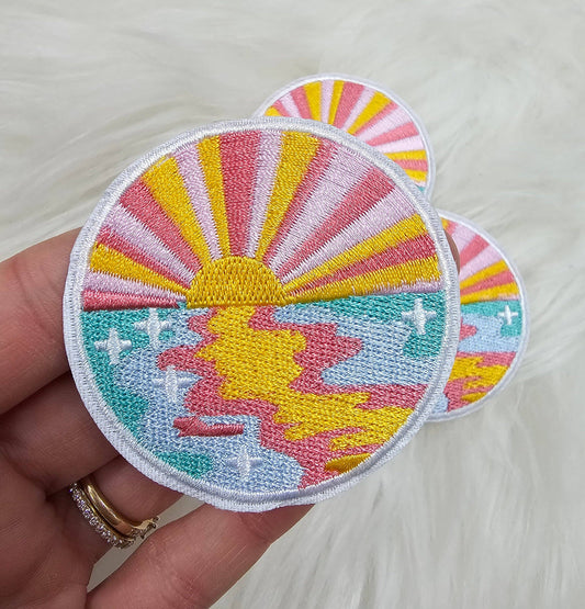 Patch - Pastel Sunset Embroidery Iron On Patch