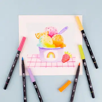 Markers - Dual Brush Pen Art Markers, Yay Sorbet, 6-Pack