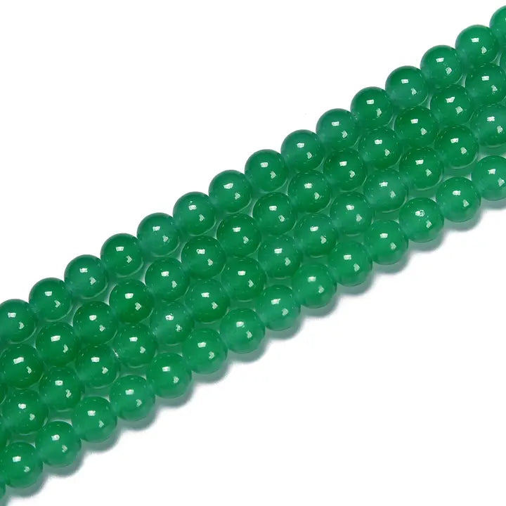 Beads - Green Crystal Glass Smooth Round Beads Size 10mm Approx 15.5" Strand