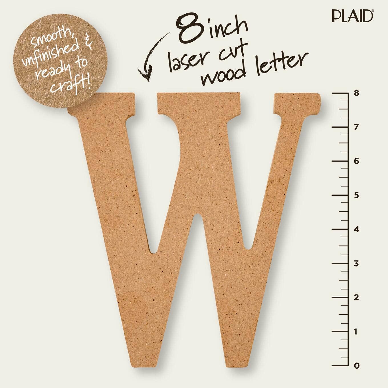 Wood - 8 inch MDF Letter - W