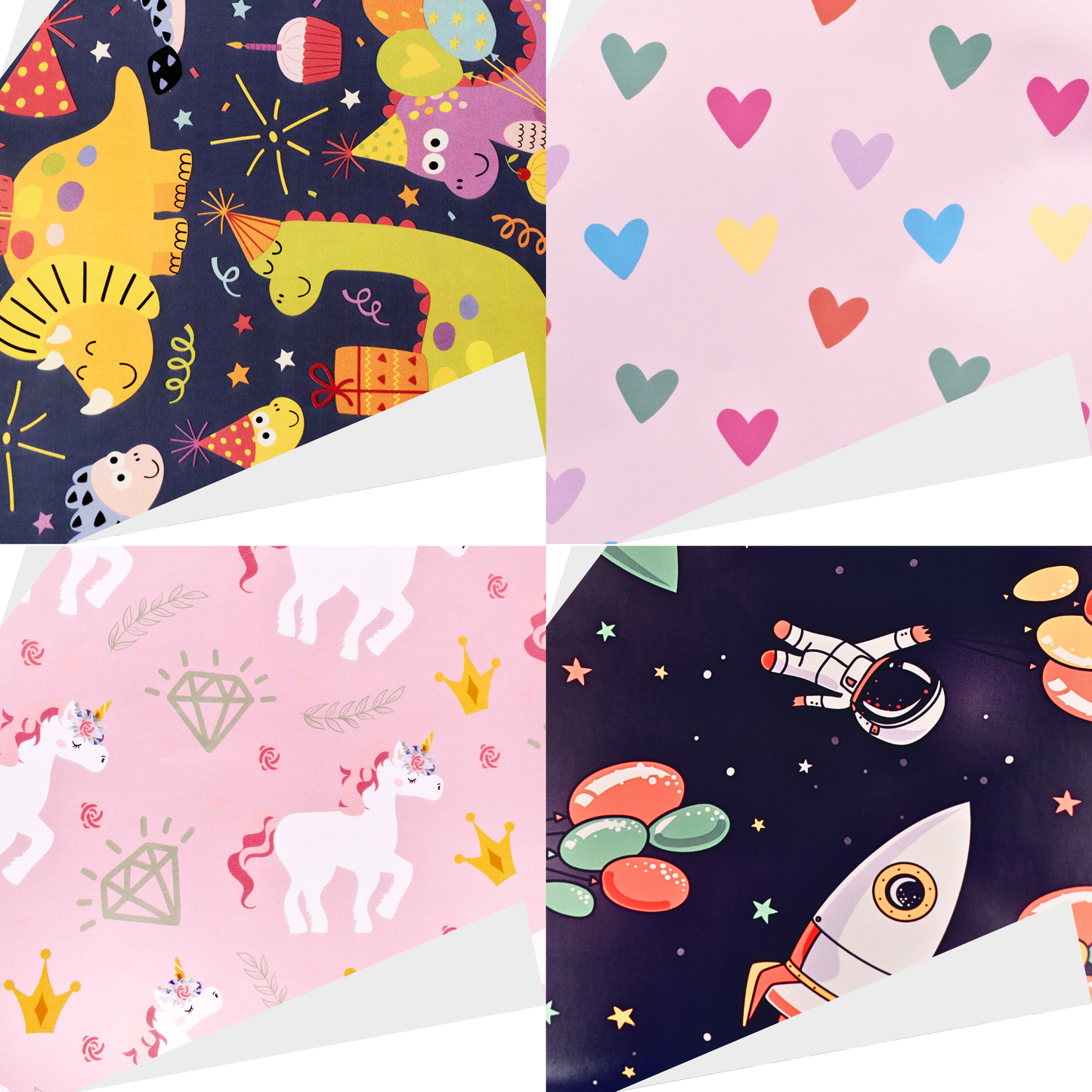 Gift Wrap – Happy Birthday Animal & Unicorn Designs, 48roll: WP-2512 Rainbow & Animals