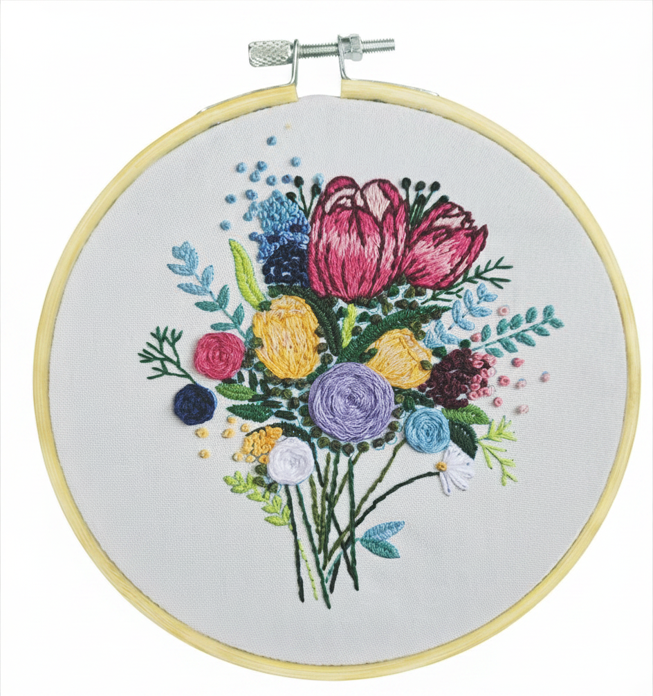 Stamped Embroidery Kit - Camellia Symphony