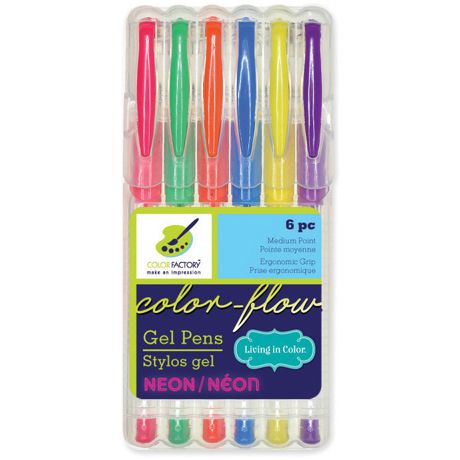 Pens - Color Factory Living In Color Color-Flow Gel Pen Set 6/Pkg Neon