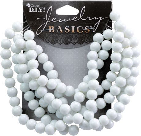 Beads - Jewelry Basics White Round Opaque Glass Beads 8mm 130/Pkg