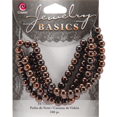 Beads - CousinDIY Jewelry Basics Glass Beads Brown Metallic Round 6mm 100/Pkg