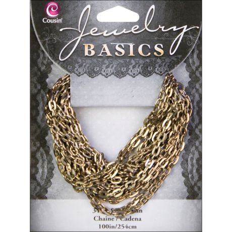 Charms - CousinDIY Jewelry Basics Metal Chain 100" Antique Gold Small Oval