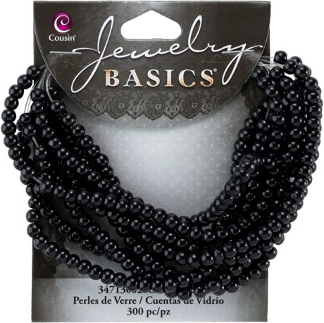 Beads - CousinDIY Jewelry Basics Glass Beads Black Opaque Round 4mm 300/Pkg
