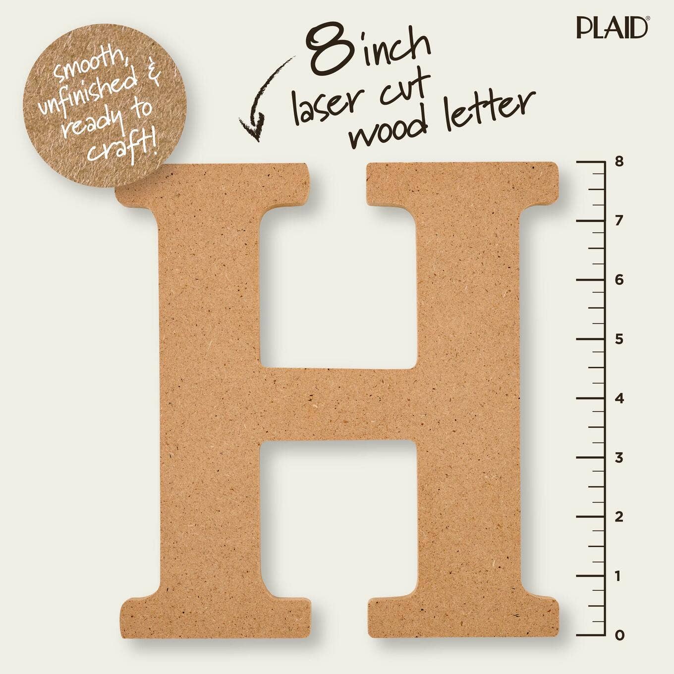 Wood - 8 inch MDF Letter - H