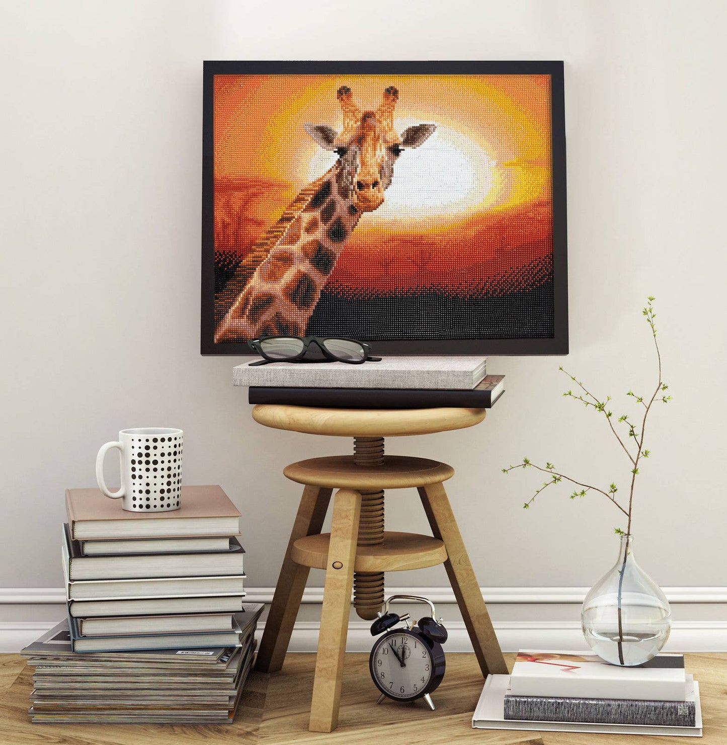 Diamond Dotz - Sunset Giraffe (Square) Amboseli National Park, Kenya