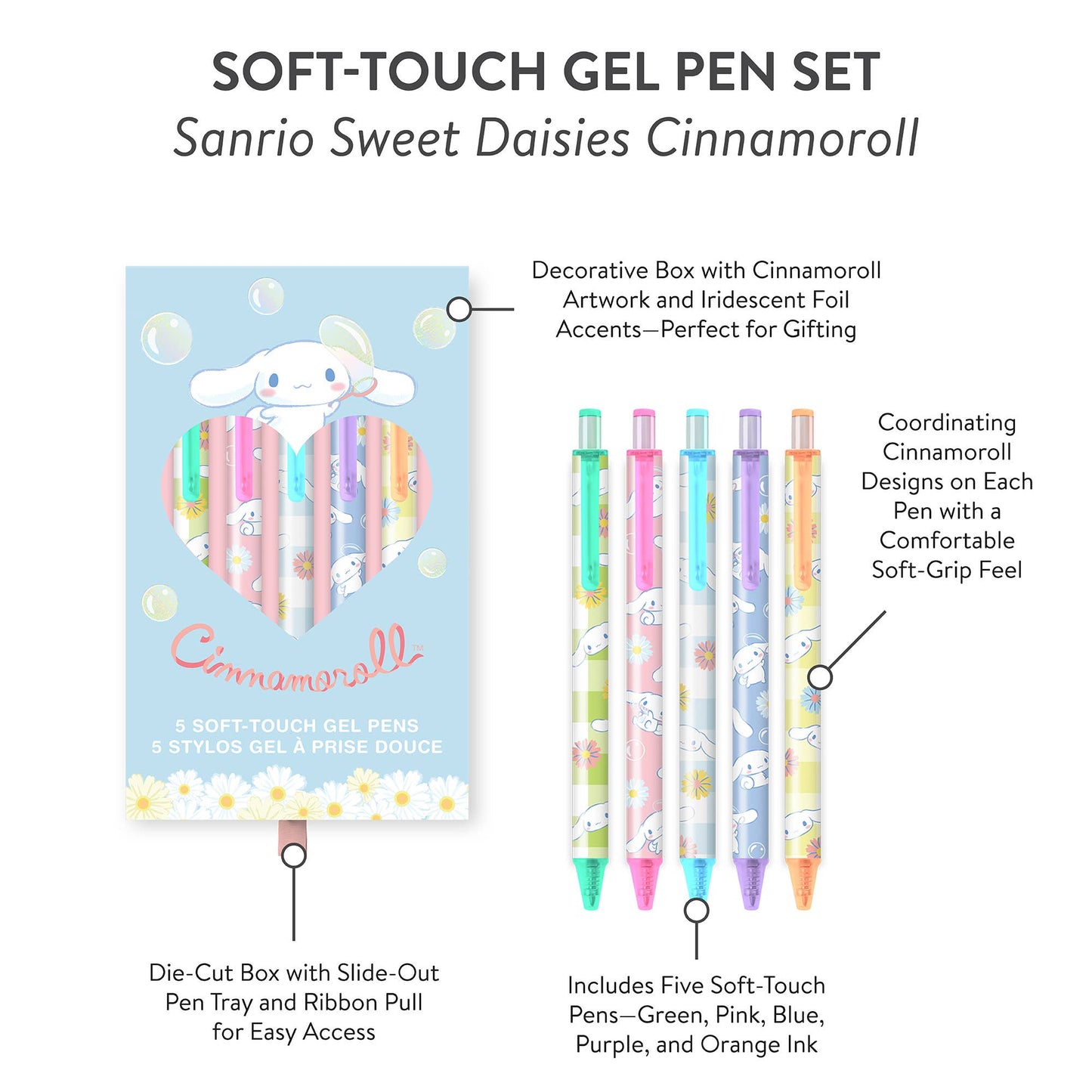Pens - Sanrio Sweet Daisies Cinnamoroll™ Soft-Touch Gel Pen Set
