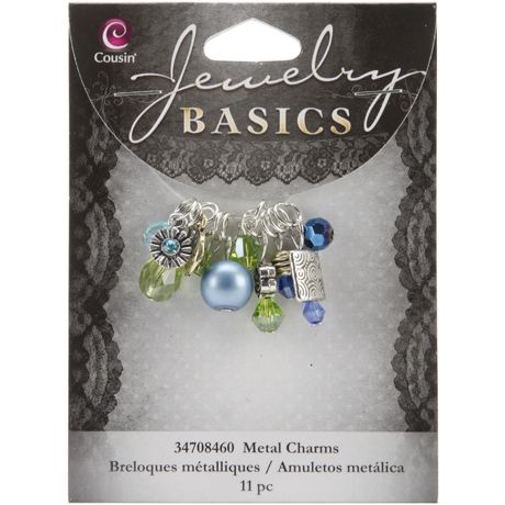 Charms - CousinDIY Jewelry Basics Metal Charms Aqua Glass & Metal Bead Cluster 11/Pkg