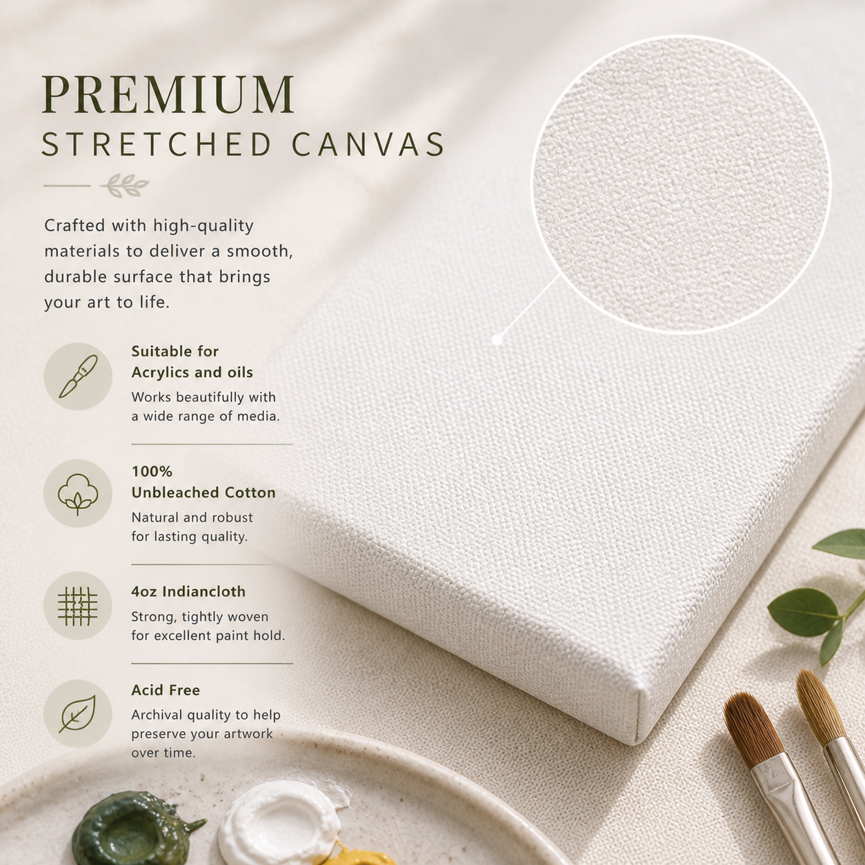 Canvas - Primed Stretched Canvas for Acrylic & Oil Painting 18x24-inches