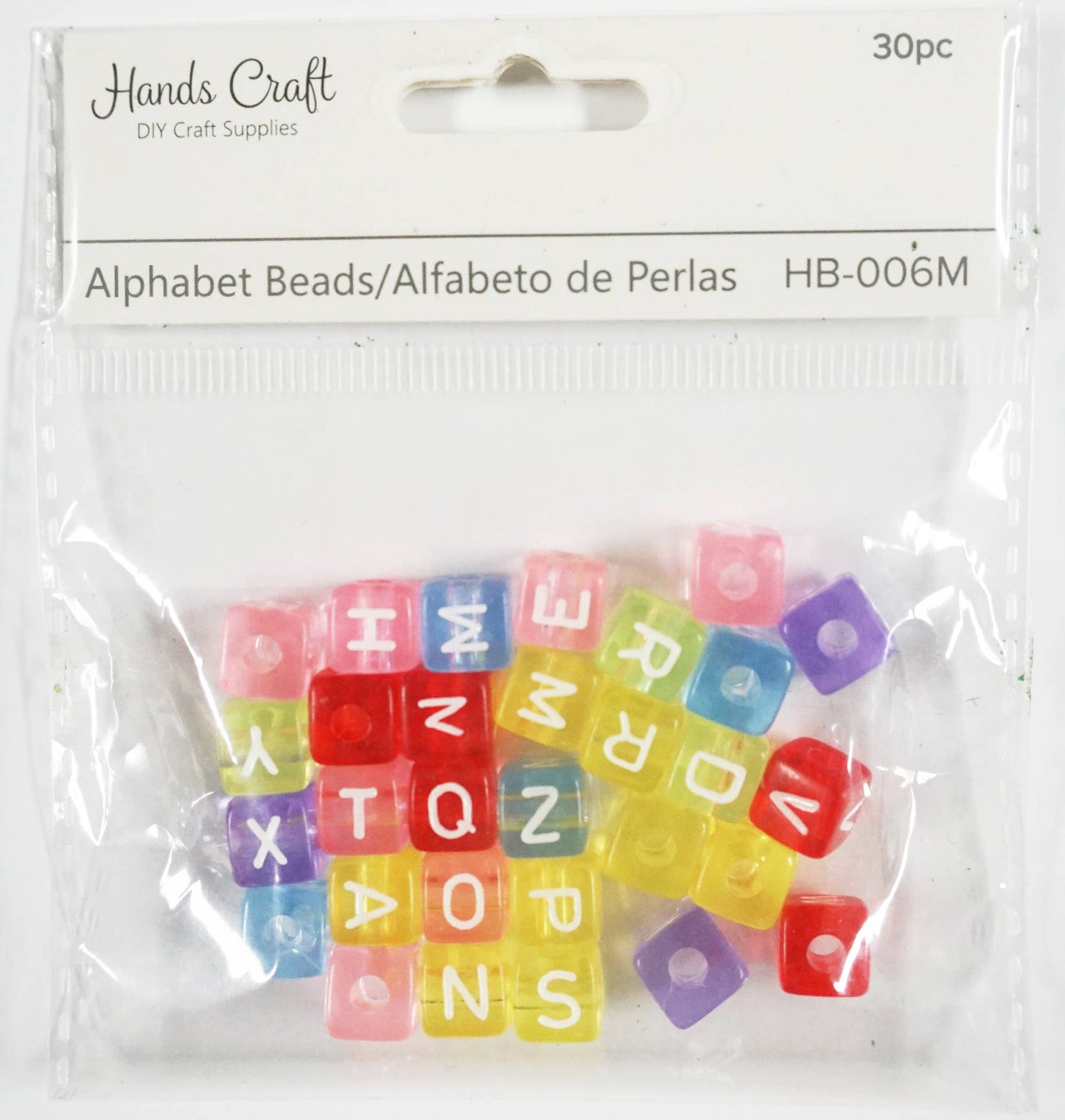 Beads - Alphabet Beads Cube Shape Black w/ multi-color letters