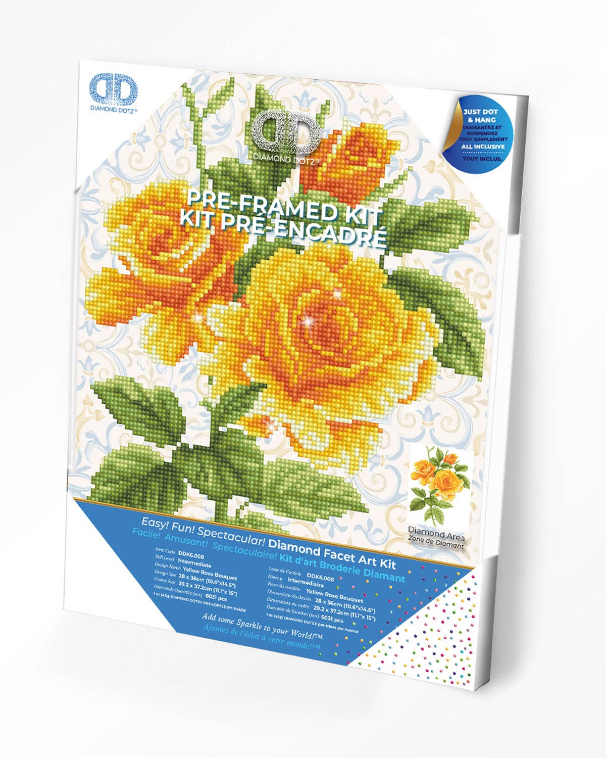 Diamond Dotz - Yellow Rose Bouquet (Framed)