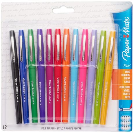 Markers - Paper Mate Flair Medium Felt Tip Pens 12/Pkg