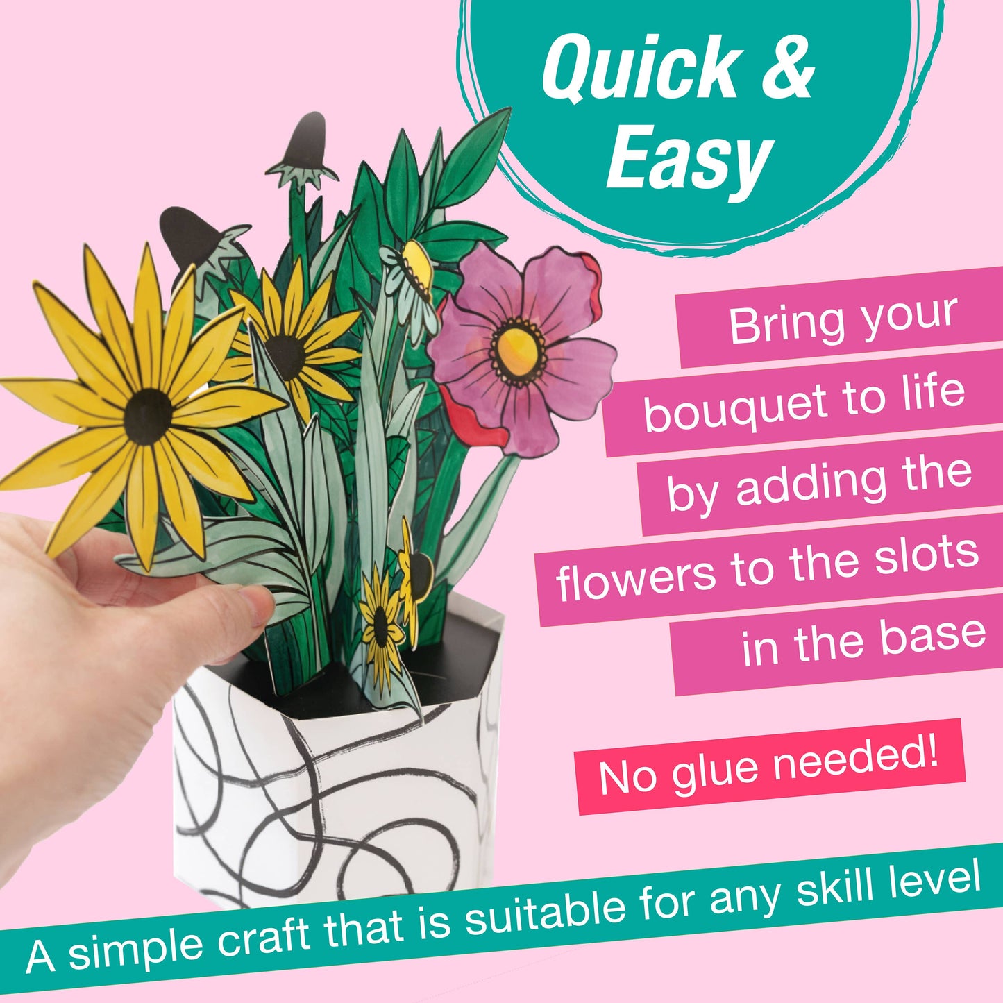 Coloring - Pop Up Coloring Wildflower Bouquet - Adult Coloring Craft