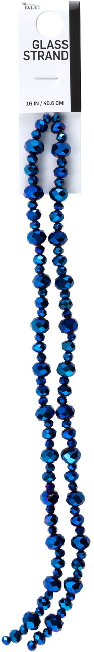 Beads - Cousin DIY Glass Strand 18in/40.6cm Metallic Blue Faceted Rondell