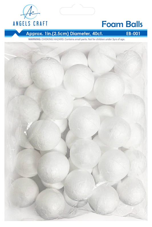 Foam Balls - Assorted Sizes 1"-7", white: EB-001 1" (40-ct)