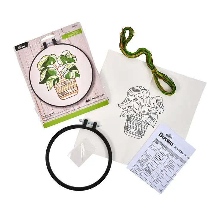 Cross Stitch - Bucilla Stamped Embroidery Kit - Potted Beauty 6"