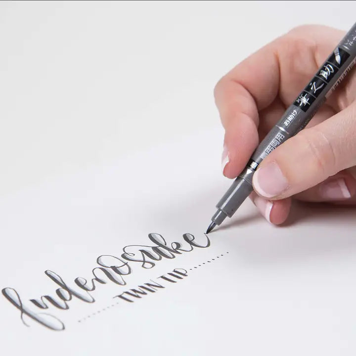 Pens - Fudenosuke Brush Pen, Twin Tip, Black/Gray
