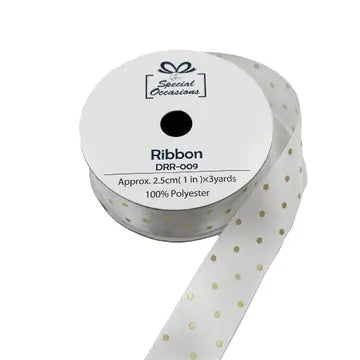 Ribbon - Polka Dot Satin Ribbon 1"X 3 Yards