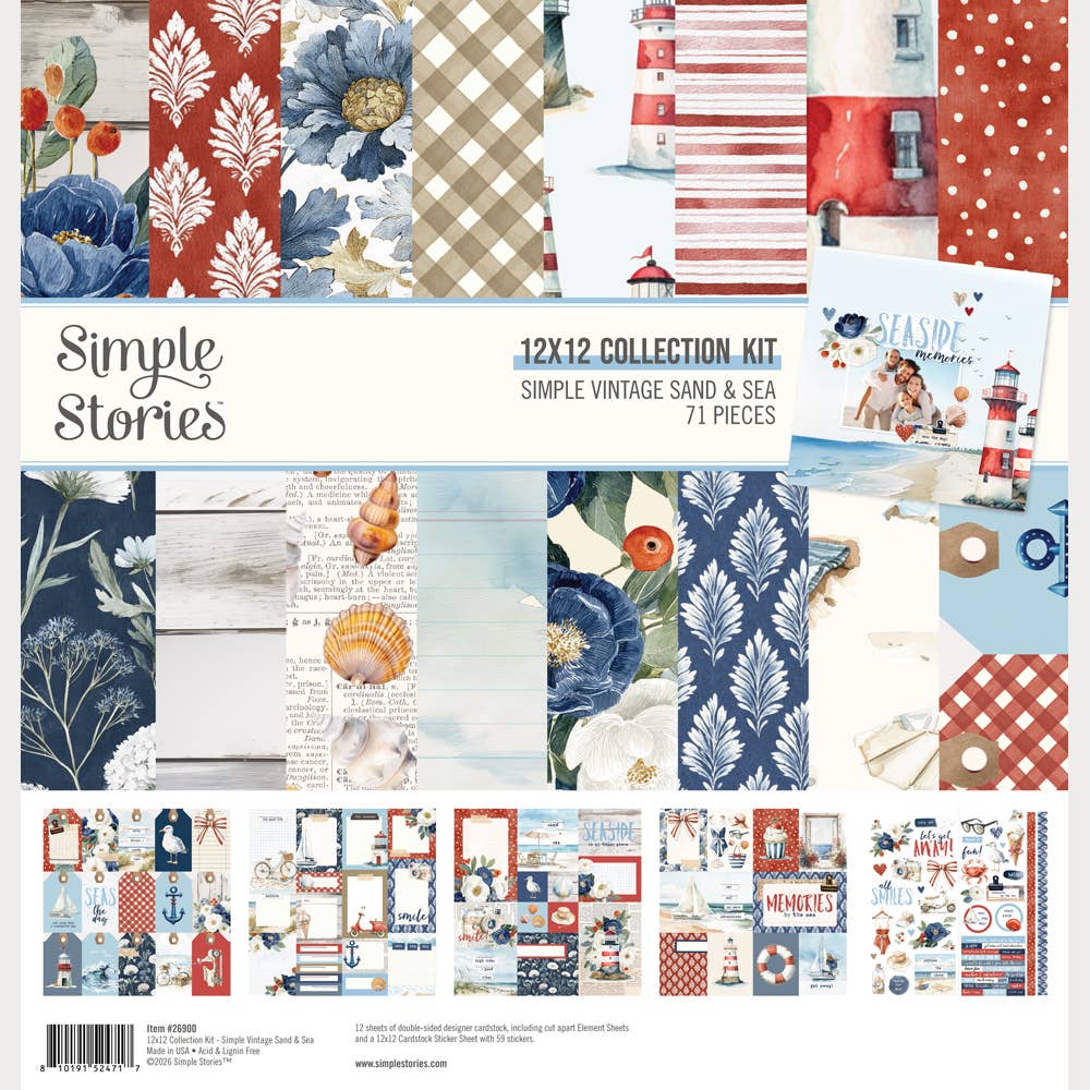 Scrapbook Paper - Simple Vintage Sand & Sea - Collection Kit