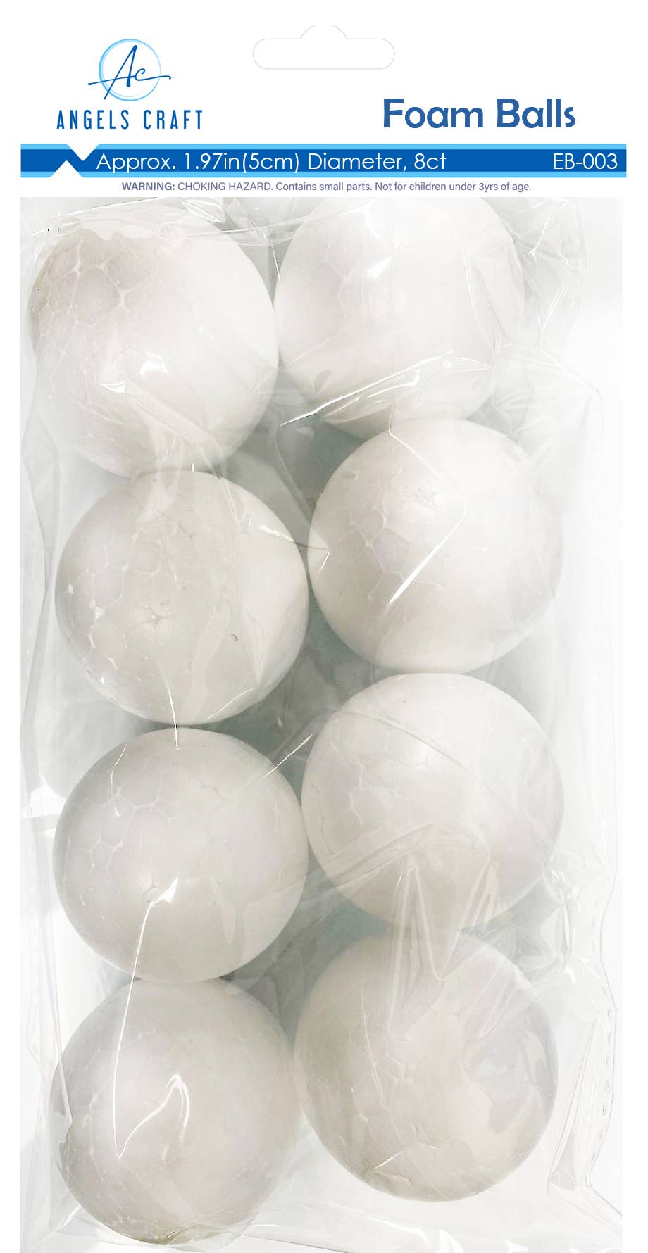 Foam Balls - Assorted Sizes 1"-7", white: EB-003 2" (8-ct)