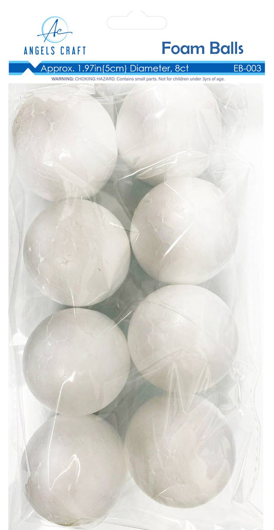 Foam Balls - Assorted Sizes 1"-7", white: EB-003 2" (8-ct)