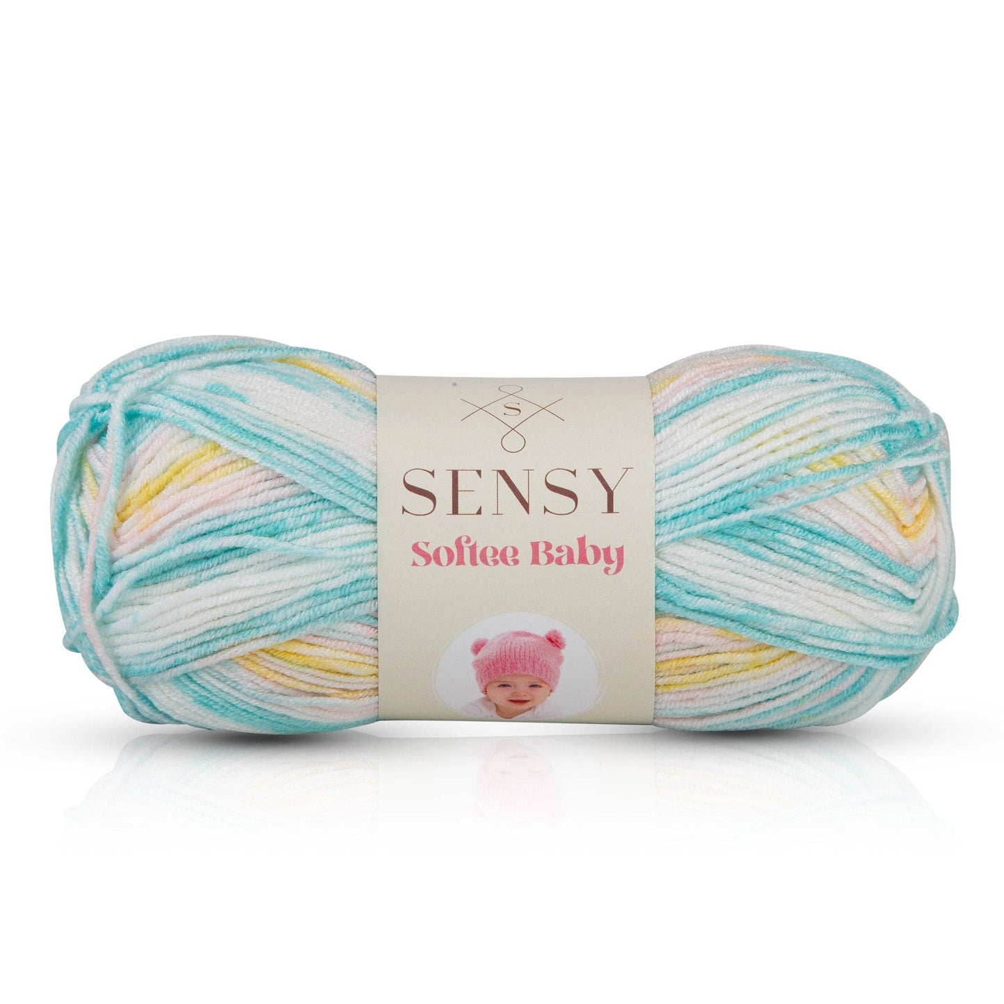 Yarn - Sensy Softee Baby Yarn, 3.5 oz, 275 Yards, Gauge 3 Light: Turquoise Yellow Batik