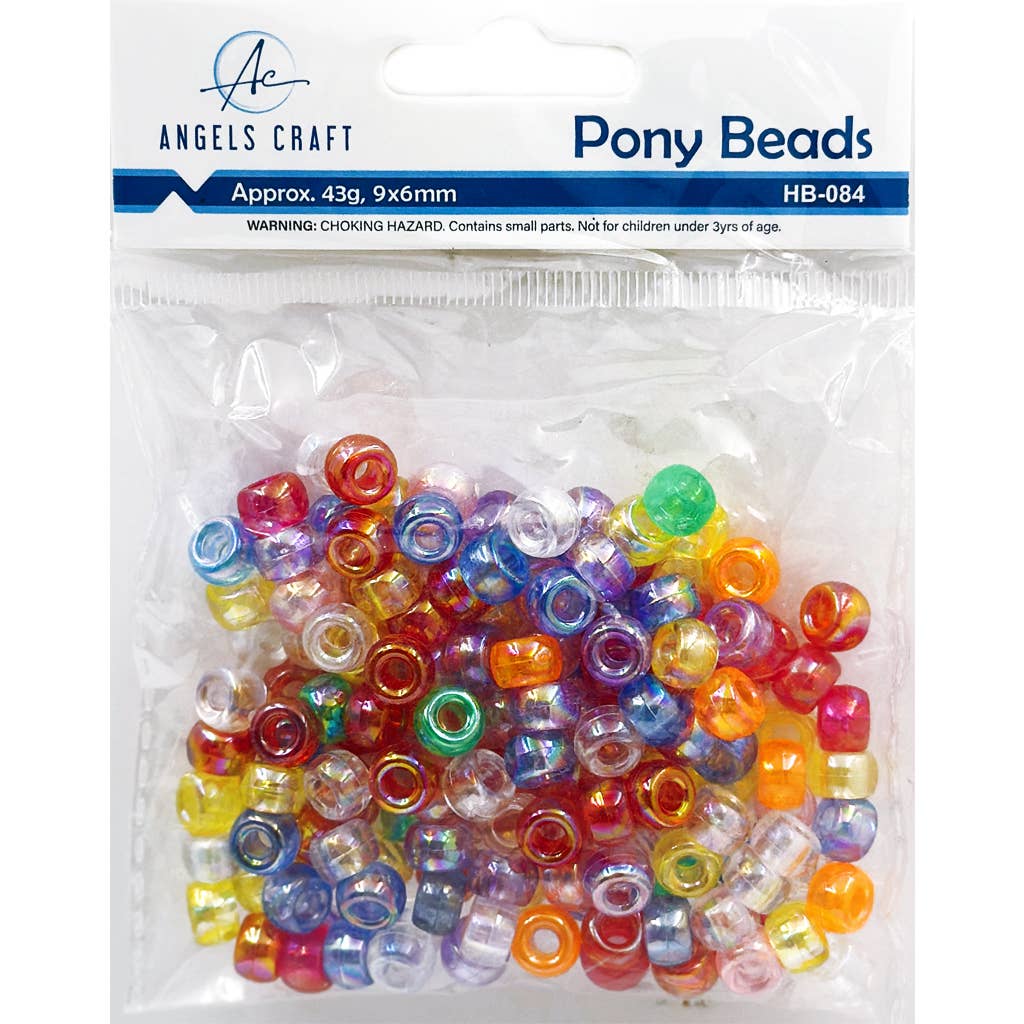 Jewelry - Pony Beads, 6x9mm Multi Color