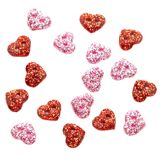 Buttons - Tiny Glitter Heart Buttons