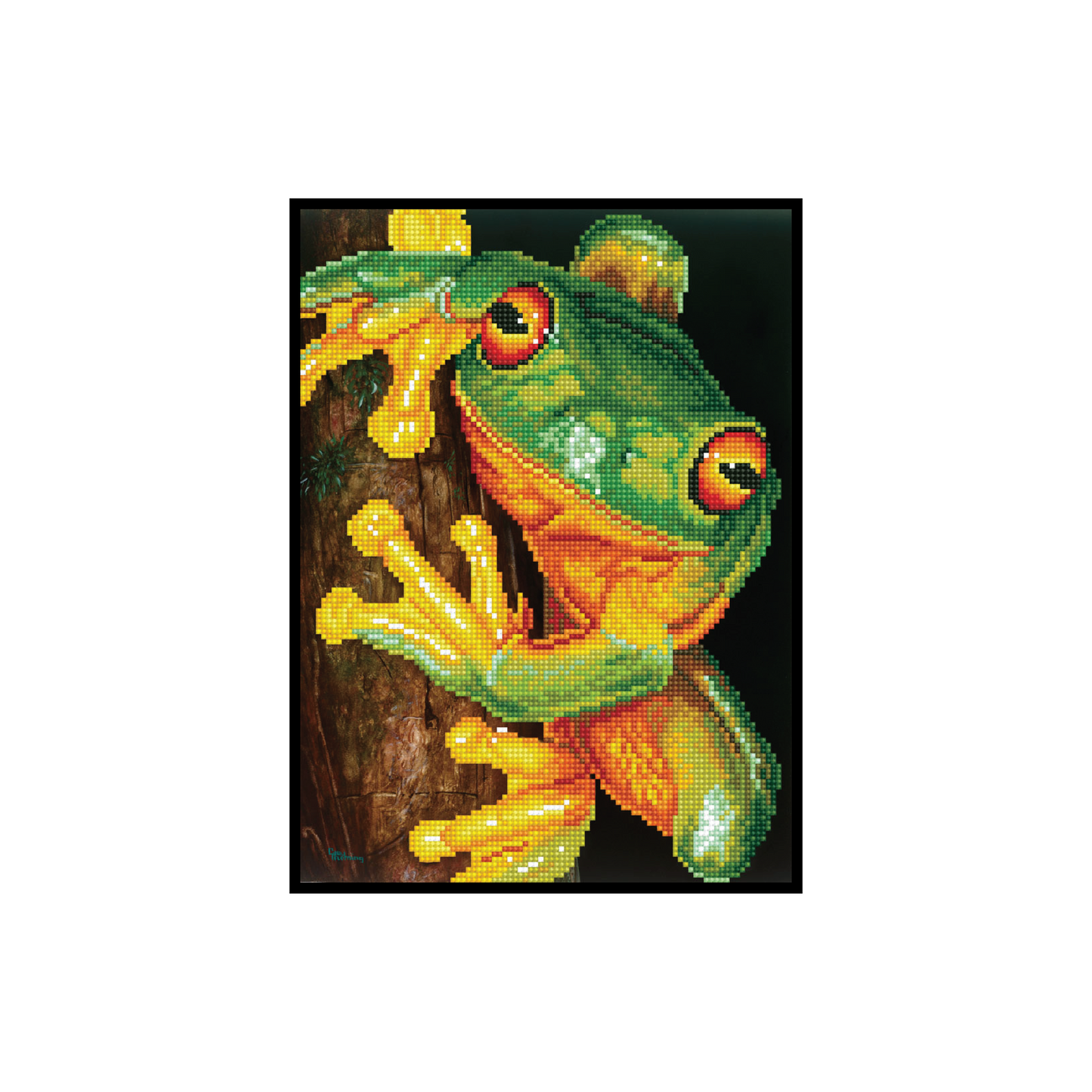 Diamond Dotz - Green Tree Frog Pre-Framed Kit - 10.6" x 14.6"